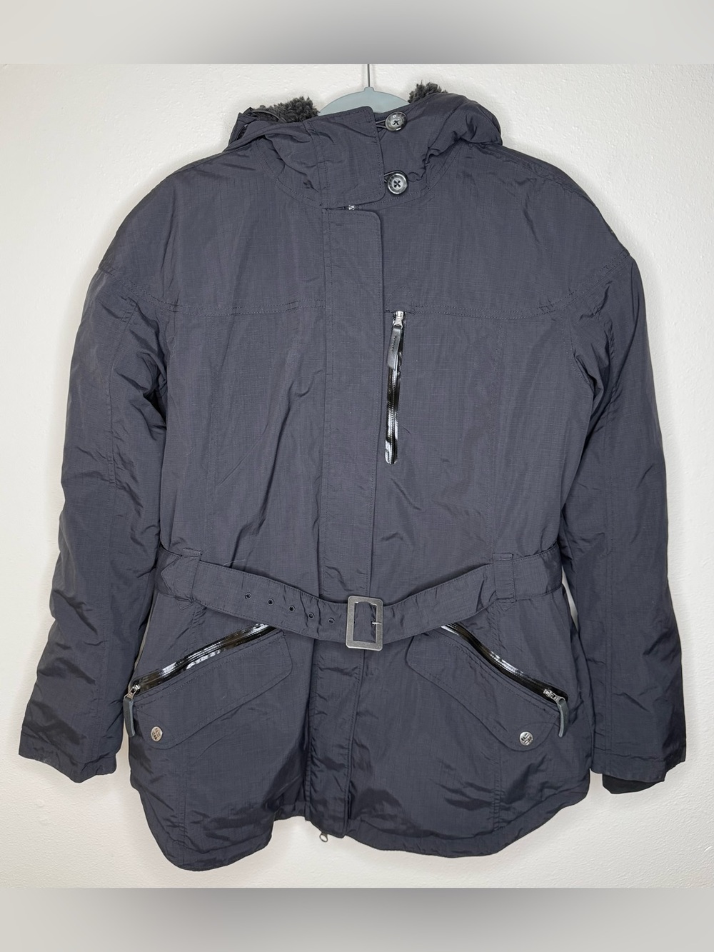 Columbia Carson Pass II Parka XL Black Sherpa Hooded Omni Heat Belted WL4105